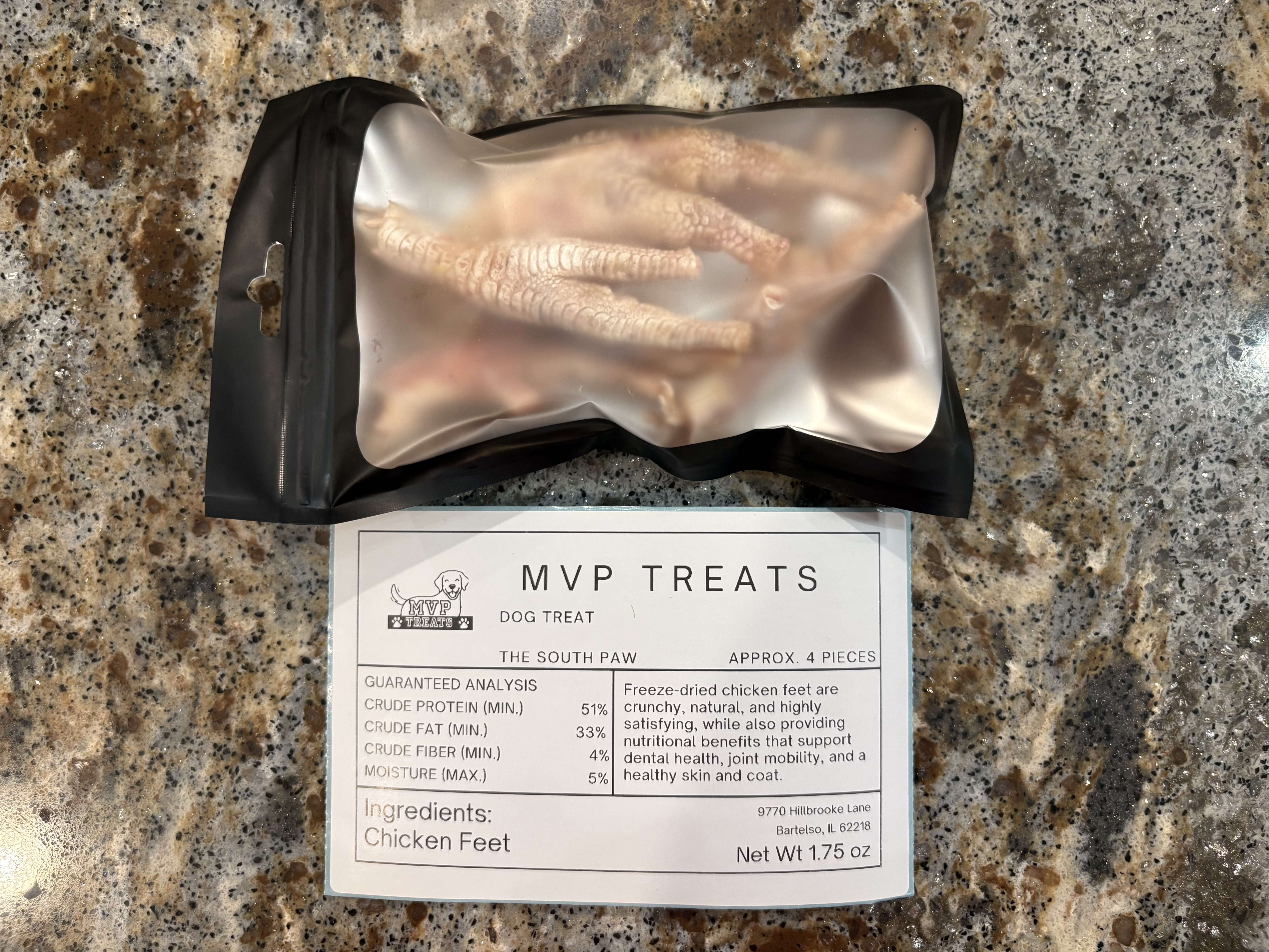 The South Paw freeze-dried chicken feet